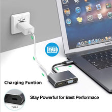 Load image into Gallery viewer, USB C to HDMI 4K VGA Adapter Compatible VGA USB C 3.0 Hub Adapter Charging Power PD Port Compatible For TV Laptop Projector