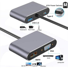 Load image into Gallery viewer, USB C to HDMI 4K VGA Adapter Compatible VGA USB C 3.0 Hub Adapter Charging Power PD Port Compatible For TV Laptop Projector