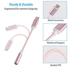 Load image into Gallery viewer, USB-C Type C Adapter Port to 3 .5mm Aux Audio Jack