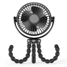 Load image into Gallery viewer, USB Desktop Folding Fan Outdoor Baby Stroller Handheld Fan Summer Mute Small Multifunctional Octopus Mini Fan Flexible Tripod for Stroller Student Bed Desk Bike Crib Car Rides USB or Battery Powered Safe Quiet and Long Lasting Fan