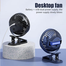 Load image into Gallery viewer, USB Mini Fan Mini Student Class Dormitory Quiet Office Desktop Clip Charging Fan Ultra Long Range Silent Clip Fan Rechargeable Fan with 3 Speeds Strong Clamp 360°Rotate Personal Fan for Office Home