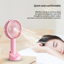 Load image into Gallery viewer, USB Mini Handheld Fan Cooler Portable Small Charging Fan Mini Silent Charging Desk Dormitory Office Student Gifts Long Personal Small Desk Fan with Base, Lightweight Rechargeable USB Handheld Fan