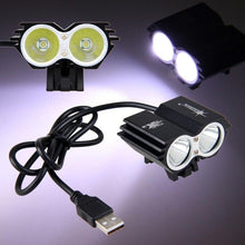 Load image into Gallery viewer, USB Waterproof Bike Light LED Front Bicycle Headlight Dual Lamps Super Bright LED Cycling Bike Light Front Headlight 4 Modes Bikelight Headlamp Rechargeable USB Led Lamp 8000LM