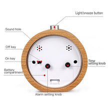 Load image into Gallery viewer, USB/AAA Powered LED Digital Clock Wooden Alarm Clock Table Clock Wooden Digital Alarm Clock with Wireless Charging 3 Alarms LED Display Sound Control and Snooze Dual for Bedroom Bedside Office Voice Control Electronic Clock Desktop Decor