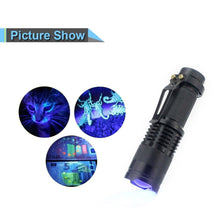 Load image into Gallery viewer, UV 365nm light wood's lamp Rechargeable Portable Mini Handheld Fluorescent Agent Purple Light USB Ultraviolet Flashlight Detection Flashlight For Dog Urine Pet Stains 370nm