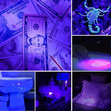Load image into Gallery viewer, UV 365nm light wood's lamp Rechargeable Portable Mini Handheld Fluorescent Agent Purple Light USB Ultraviolet Flashlight Detection Flashlight For Dog Urine Pet Stains 370nm