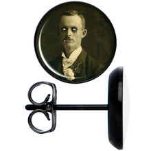Load image into Gallery viewer, Skeleton Bride and Vampire Groom Halloween Black Stud Earrings