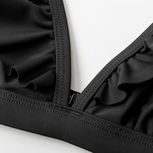 Load image into Gallery viewer, V-neck Ruffled High-waist Bikini Sets Swimsuit Womens Ruffle Flounce Triangle Bathing Suits Cute Two Piece Swimsuits Women Solid Brown Two Pieces Swimwear New Beach Bathing Suits