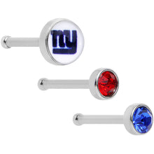 Load image into Gallery viewer, 20G Licensed NFL New York Giants Logo Nose Bone 3 Pack Set
