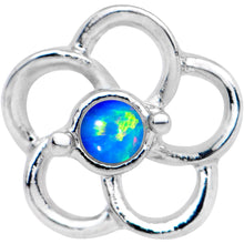 Load image into Gallery viewer, 1/4 Blue Faux Opal Internally Threaded Hollow Flower Labret Monroe