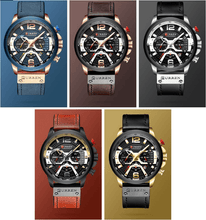 Load image into Gallery viewer, Men's Sports Waterproof Watch With Leather Belts, Chronometers And Large Numbers Details Luxury Watches Unique Design Excellent Gift