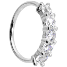 Load image into Gallery viewer, 20G 1/4 Clear CZ Gem 14k White Gold Seamless Circular Ring