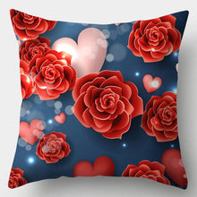 Load image into Gallery viewer, Valentines Day Red Heart And Flowers Pillow Cover Decorative Cushion Case Home Decor Sofa Couch Bedroom Car Flower Pillow Covers Love Pillow Covers Decorative Linen Square Throw Pillow Covers Couple Cushion Cases Home Decor for Sofa Bedroom Car 45x45cm