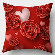 Load image into Gallery viewer, Valentines Day Red Heart And Flowers Pillow Cover Decorative Cushion Case Home Decor Sofa Couch Bedroom Car Flower Pillow Covers Love Pillow Covers Decorative Linen Square Throw Pillow Covers Couple Cushion Cases Home Decor for Sofa Bedroom Car 45x45cm