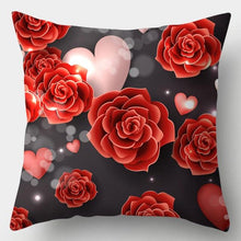 Load image into Gallery viewer, Valentines Day Red Heart And Flowers Pillow Cover Decorative Cushion Case Home Decor Sofa Couch Bedroom Car Flower Pillow Covers Love Pillow Covers Decorative Linen Square Throw Pillow Covers Couple Cushion Cases Home Decor for Sofa Bedroom Car 45x45cm