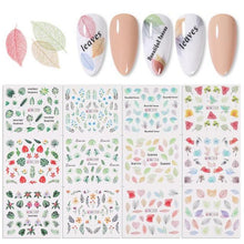 Load image into Gallery viewer, Valentines Heart Letter Flower Nail Stickers Sliders For Nails Water Decals Sticker Tips Manicure Decals for Nail Art Decoration Including Hearts Stars Letters Bowknot Leaves Flowers Plants Fruits Butterflies Nail Art Decoration