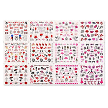 Load image into Gallery viewer, Valentines Heart Letter Flower Nail Stickers Sliders For Nails Water Decals Sticker Tips Manicure Decals for Nail Art Decoration Including Hearts Stars Letters Bowknot Leaves Flowers Plants Fruits Butterflies Nail Art Decoration