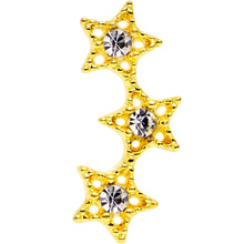 Load image into Gallery viewer, 18G Clear Gem Gold Plated Star Trio Cartilage Tragus Earring