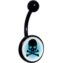 Load image into Gallery viewer, Blue Black Skull Black Belly Ring