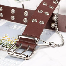 Load image into Gallery viewer, Vintage Adjustable Black Metal Waistband Buckle Leather Waistband For Jeans Trendy Women's Fashionable Design Waistbands 103cm