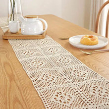 Load image into Gallery viewer, Vintage Farmhouse Style Crochet Lace Tablecloth