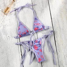 Load image into Gallery viewer, Vintage Print Bikini Female Handwork Small Ruffle Swimming Suit For Women Swimwear High Cut Bikini Set String Print Halter String Triangle Bikini Set Luxury Swimwear Two Piece Swimsuit