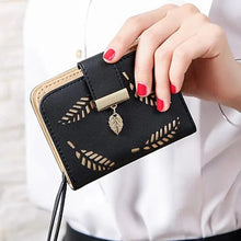 Load image into Gallery viewer, Vintage PU Leather Short Wallets Leaf Design Fashion Purse For Women Elegant Ladies Cute Zipper Purses Card Holders Women Wallet