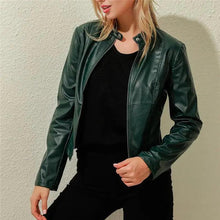 Load image into Gallery viewer, Vintage Style Autumn Ladies PU Leather Jacket For Women Slim Casual Soft Moto Biker Faux Leather Jacket For Female Coat Quality Basic Streetwear