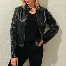 Load image into Gallery viewer, Vintage Style Autumn Ladies PU Leather Jacket For Women Slim Casual Soft Moto Biker Faux Leather Jacket For Female Coat Quality Basic Streetwear