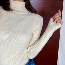 Load image into Gallery viewer, Vintage Style Autumn Winter Thick Sweater For Women Knitted Ribbed Pullover Sweater Long Sleeve Turtleneck Slim Jumper Soft Warm Pullover