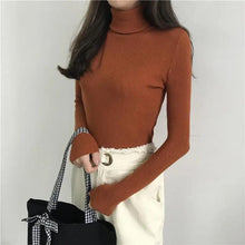 Load image into Gallery viewer, Vintage Style Autumn Winter Thick Sweater For Women Knitted Ribbed Pullover Sweater Long Sleeve Turtleneck Slim Jumper Soft Warm Pullover