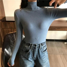 Load image into Gallery viewer, Vintage Style Autumn Winter Thick Sweater For Women Knitted Ribbed Pullover Sweater Long Sleeve Turtleneck Slim Jumper Soft Warm Pullover