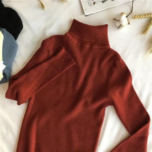 Load image into Gallery viewer, Vintage Style Autumn Winter Thick Sweater For Women Knitted Ribbed Pullover Sweater Long Sleeve Turtleneck Slim Jumper Soft Warm Pullover