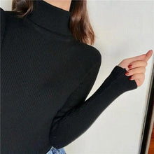 Load image into Gallery viewer, Vintage Style Autumn Winter Thick Sweater For Women Knitted Ribbed Pullover Sweater Long Sleeve Turtleneck Slim Jumper Soft Warm Pullover