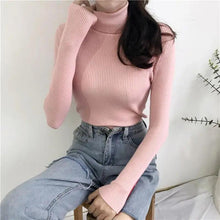 Load image into Gallery viewer, Vintage Style Autumn Winter Thick Sweater For Women Knitted Ribbed Pullover Sweater Long Sleeve Turtleneck Slim Jumper Soft Warm Pullover