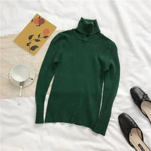 Load image into Gallery viewer, Vintage Style Autumn Winter Thick Sweater For Women Knitted Ribbed Pullover Sweater Long Sleeve Turtleneck Slim Jumper Soft Warm Pullover