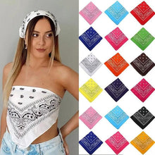 Load image into Gallery viewer, Vintage Style Print Bandana Hair Bands for Girls Women Headband Square Scarf Face Mask Cross Turban Bandanas Headwear