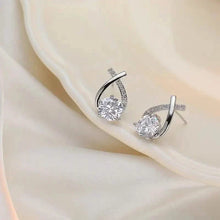 Load image into Gallery viewer, Vintage Style Stud Earrings - Embellished with Rhinestones, Cross Line Design