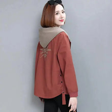 Load image into Gallery viewer, Vintage Style Women's Coat Hooded Jacket Long Sleeve Zipper Pockets Casual Windbreaker Basic Jackets Outerwear Plus Size 4XL E25