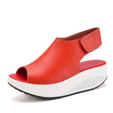 Load image into Gallery viewer, Vintage Women Platform Sandals Leather Sandals Open Toe Design Casual Women Walk Shoes Soft PU Leather Vintage Summer Casual Non-Slip Beach Platform Shoes Sandals