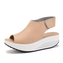 Load image into Gallery viewer, Vintage Women Platform Sandals Leather Sandals Open Toe Design Casual Women Walk Shoes Soft PU Leather Vintage Summer Casual Non-Slip Beach Platform Shoes Sandals