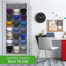 Load image into Gallery viewer, Visible Baseball Hat Rack for Wall Door with 3 Hooks 24 Deep Pockets