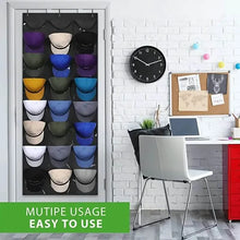 Load image into Gallery viewer, Visible Baseball Hat Rack for Wall Door with 3 Hooks 24 Deep Pockets