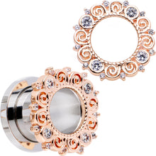Load image into Gallery viewer, 00G Clear Gem Flowering Frame Screw Fit Tunnel Plug Set