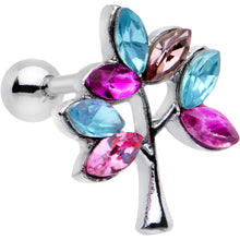 Load image into Gallery viewer, 16G 1/4 Pink Blue Gem Joyful Tree Cartilage Tragus Earring