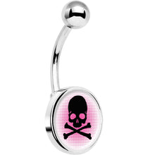 Load image into Gallery viewer, Pink Black Skull Belly Ring