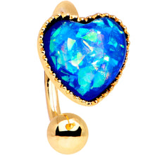 Load image into Gallery viewer, Blue Faux Opal Gold Tone Anodized Sacred Heart Non Pierced Ear Cuff