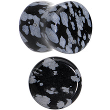 Load image into Gallery viewer, 00G Obsidian Snowflake Natural Stone Saddle Plug Set