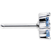 Load image into Gallery viewer, 18G 1/4 Aqua Blue and Clear Cubic Zirconia Gem Flower Nose Bone