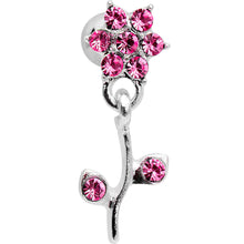 Load image into Gallery viewer, 16G 1/4 Pink Gem Flower Dangle Cartilage Tragus Earring